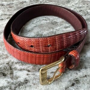 Brighton Men’s Brown Woven Leather Belt Size 34 Brass Buckle Style 30107 Classic